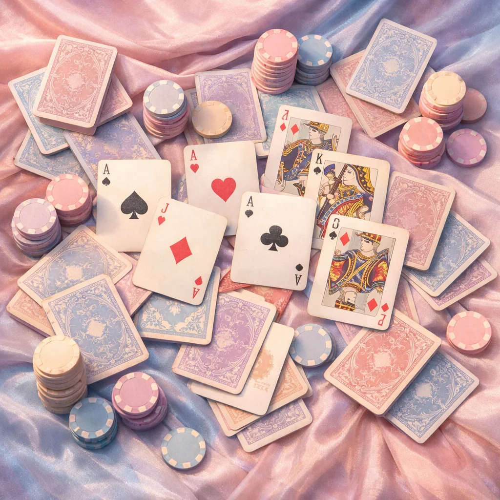 Waaier van speelkaarten op een casino speeltafel